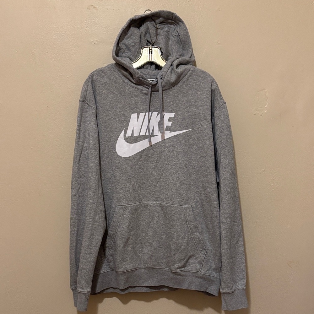 Nike Gray Men's Hoodie with White Logo